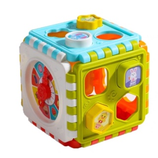 🔥台灣現貨🔥寶寶積木六面體玩具 多功能早教形狀配對 形狀配對玩具 六合一時鐘智力盒 數字積木 拼圖玩具 拼插玩具
