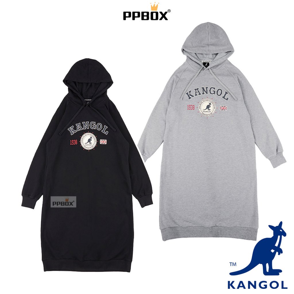 KANGOL 女款拉克蘭洋裝【63521582】時尚 秋冬新衣新包 長袖 無肩線 長版 一件式 包屁衣 女裝 睡衣 帽T