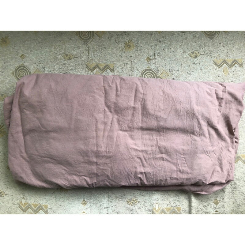 「只用一次」野峰戶外純棉充氣床包XL，適用2個迪卡儂雙人床墊（煙燻粉），購於露營中毒本舖，使用過一次
