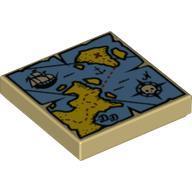 6100077 LEGO 樂高19524 砂色 地圖印刷平板 Tile 2x2 Map Pattern