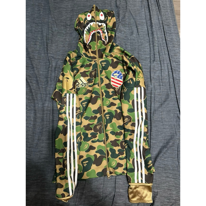 Bape x adidas sb shark hoodie green deals