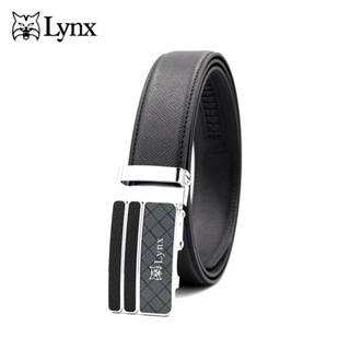 【Lynx】時尚紳士Logo銀頭十字壓紋牛皮自動扣皮帶 LY11-8365-99
