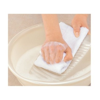 INOMATA 日本製 白色洗衣盆含搓衣板/洗衣板 3.7L-日本正版商品