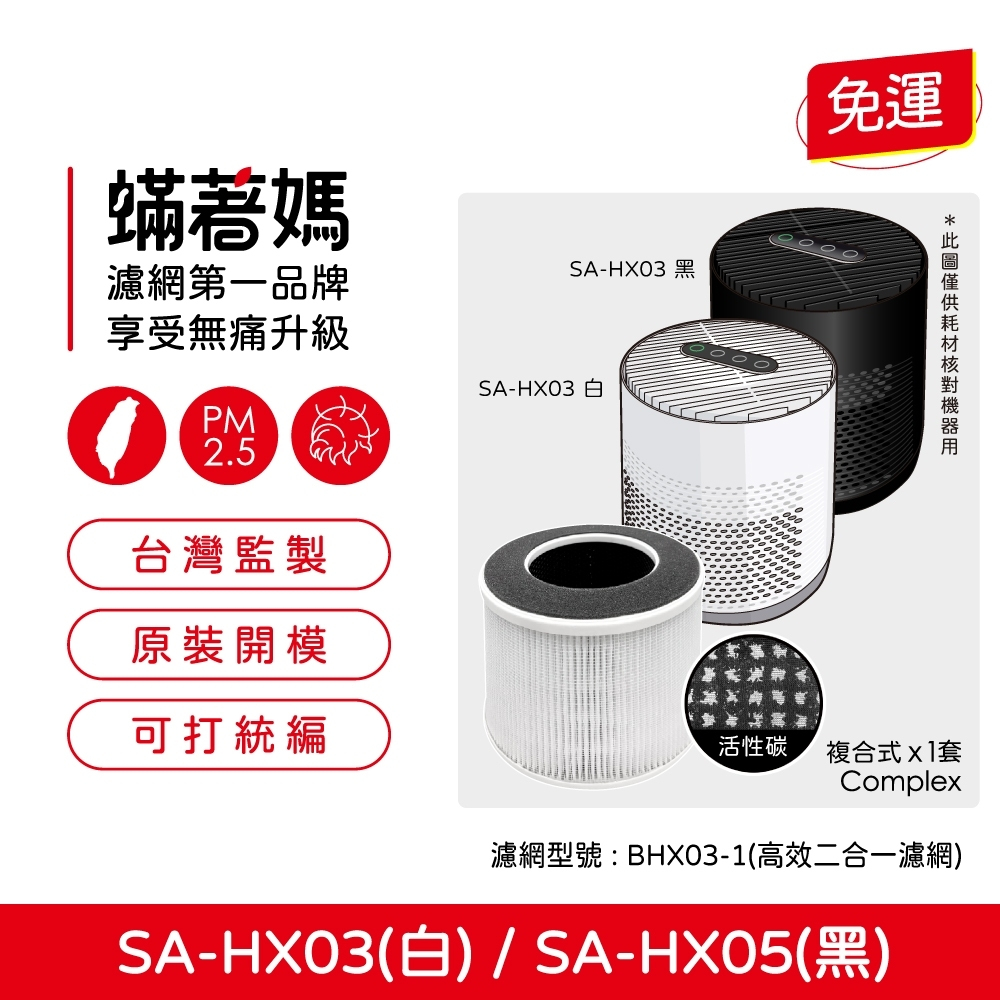 現貨可分期蟎著媽 副廠濾網 適用 SABA SA-HX03 SA-HX05 空氣清淨機 BXH03-1