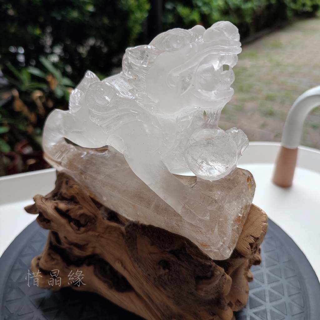 《惜晶緣》天然 白水晶 貔貅 雕刻 收藏級 精品 水晶 擺件 藝術品 1號