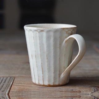 【樂芙選品】日本製 益子燒 職人手作 kinari直線刻紋 馬克杯 咖啡杯