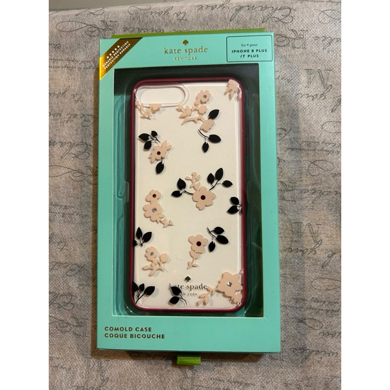 全新／Kate Spade iphone 7、8 plus手機保護殼/套-小花+銀色鑲鑽