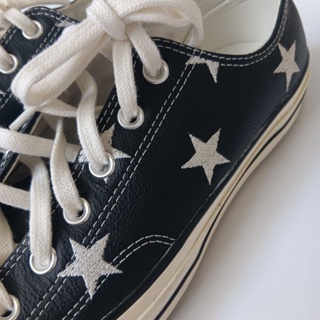 converse黑色低筒皮革｜電繡星星鞋｜men:8｜wo's:10｜26.5cm｜全新｜整體很完整｜All Star