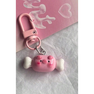 小豬食物鑰匙扣#粉紅色#小豬#情侶鑰匙圈#閨蜜鑰匙圈