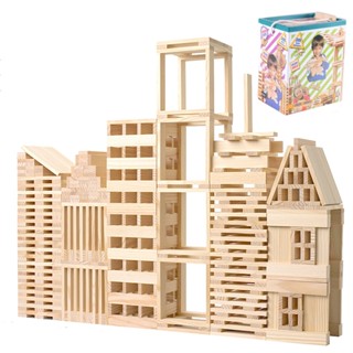 天然松木 原木300PCS 原木建構積木組 積木 堆塔積木 (有商檢)