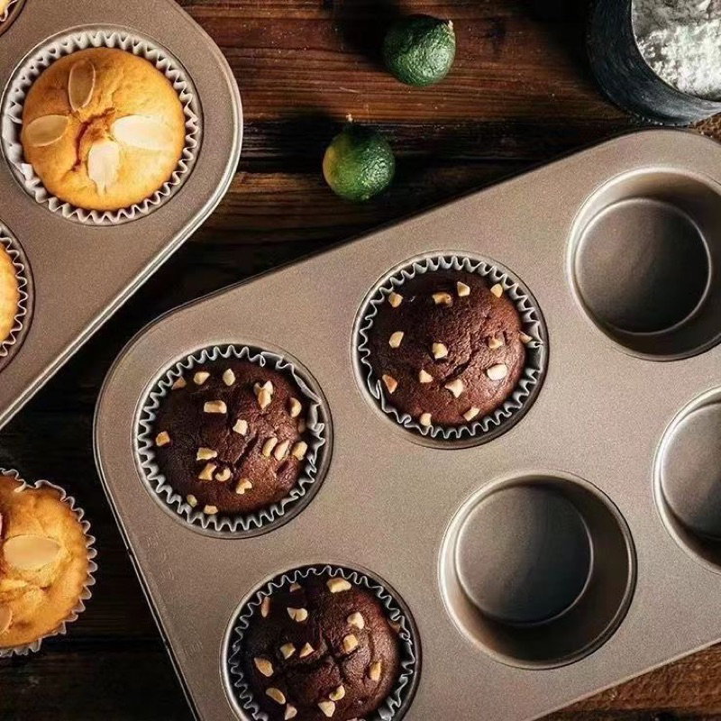 預購 碳鋼 瑪芬蛋糕模具 圓形小蛋糕模型4/9/6/12 小烤箱適用 烘焙工具 甜甜圈模型