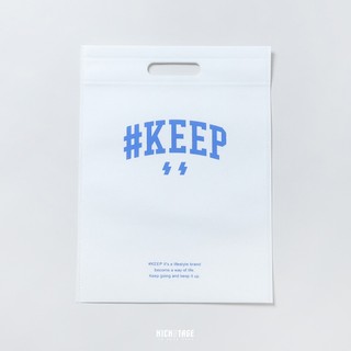 #KEEP SHOPPING BAG 白色 卡其色 閃電微笑 串標 手提 防塵布織購物袋 環保袋 收納袋【KS124】