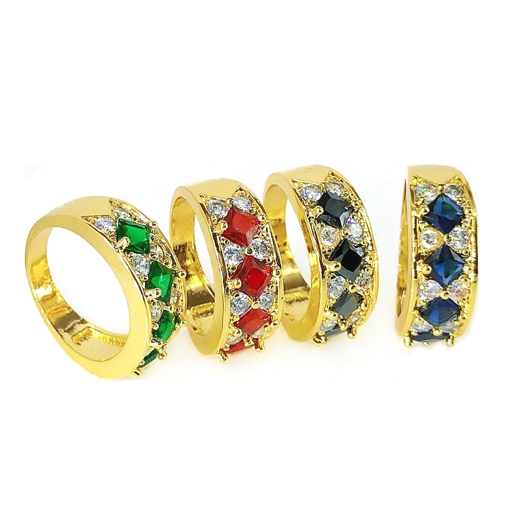 菱形鑽石黃金戒指 超閃亮 華麗貴氣鑽戒 拇指戒中性款 鍍24K金/防退色 艾豆 H4352