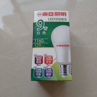 東亞 E27球型燈泡 LED 9W 白色 晝光色