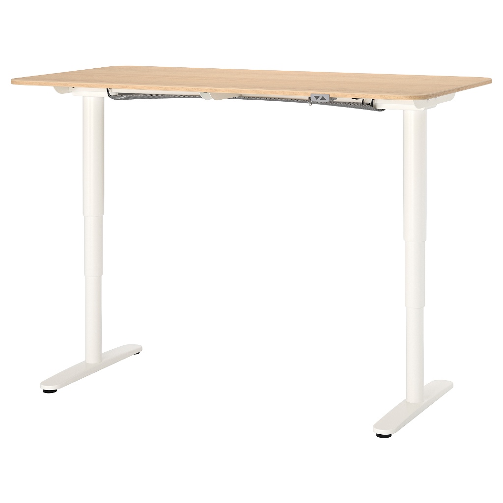 IKEA宜家BEKANT電動升降桌工作桌書桌電腦桌辦公桌/160x80/染白橡木色/高度可調/二手八成新/特$11800