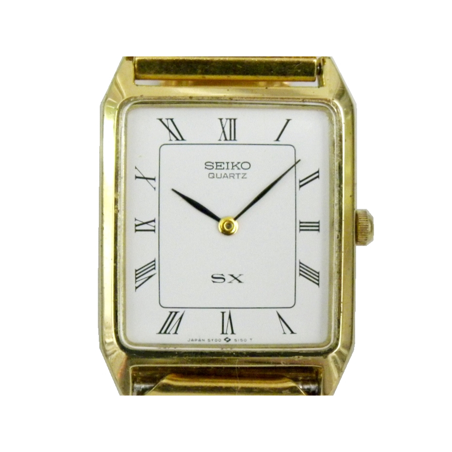 [專業] 石英錶 [SEIKO 710794] 精工方型石英金錶[SX][金色面+日期]時尚/商務錶