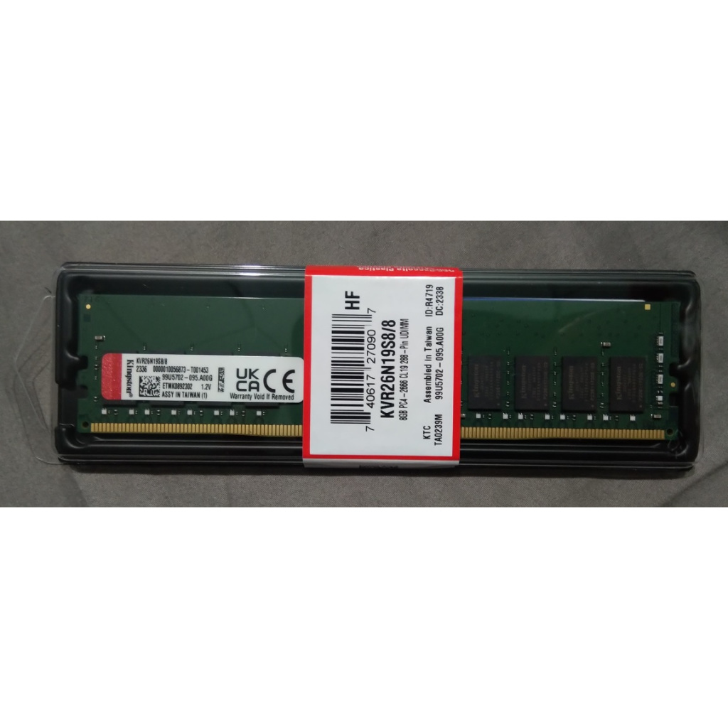 金士頓 DDR4 2666 KVR26N19S8/8 8GB桌上型記憶體