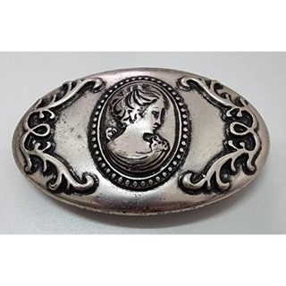 二手復古人像橢圓皮帶扣環Cameo Oval Belt Buckle Vintage