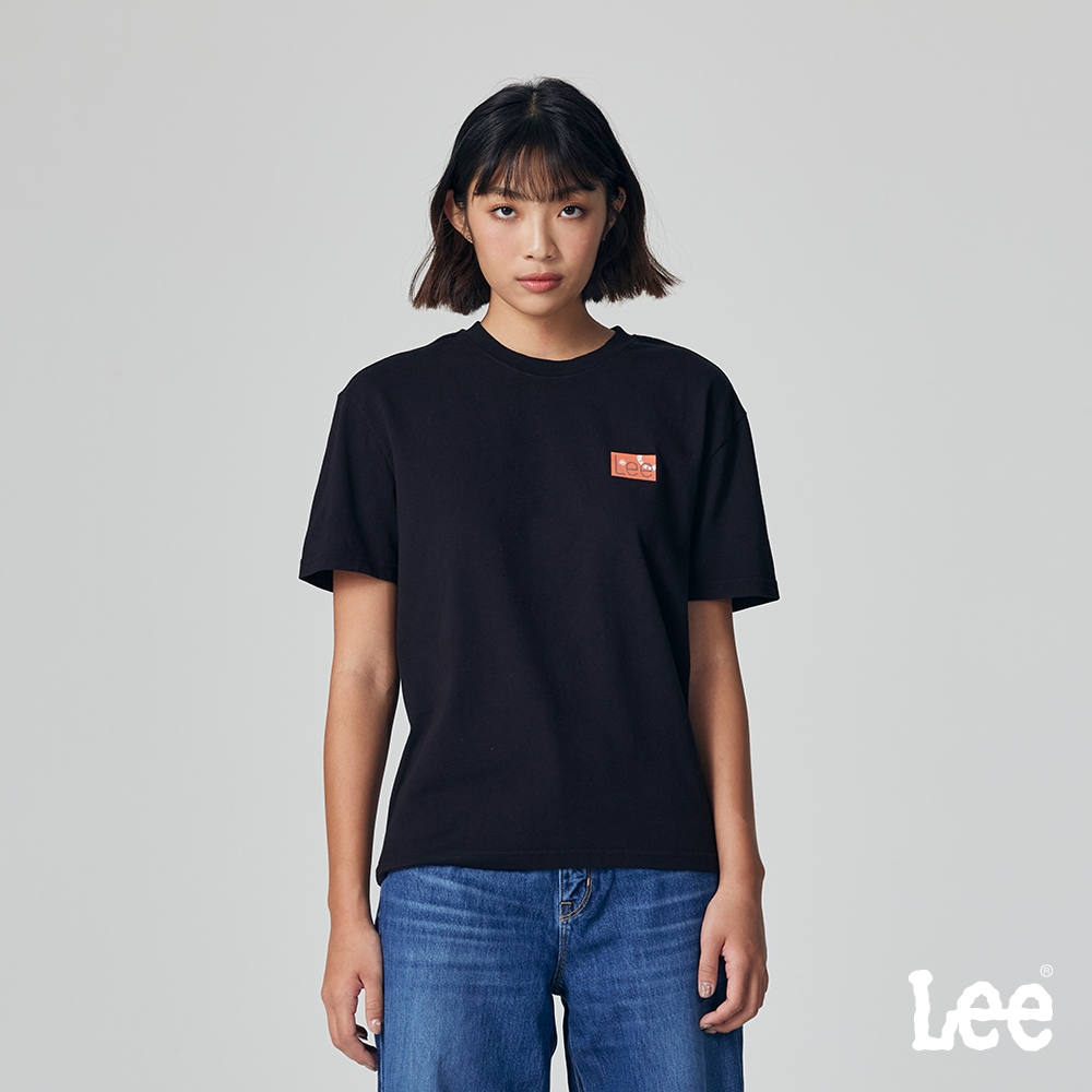 Lee 皮牌LOGO寬鬆短袖T恤 女 黑色 MODERN LB302095K11