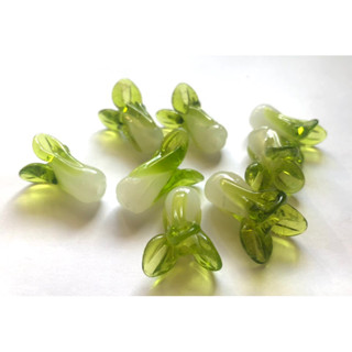 水滴精品～¥diy綠色琉璃白菜散珠 搭配手鍊項鍊菩提文玩飾品配件