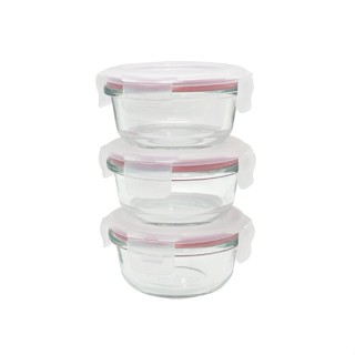 樂扣樂扣 第二代耐熱玻璃保鮮盒圓形130ML/3入組/粉(LLG812SC3)【麗兒採家】
