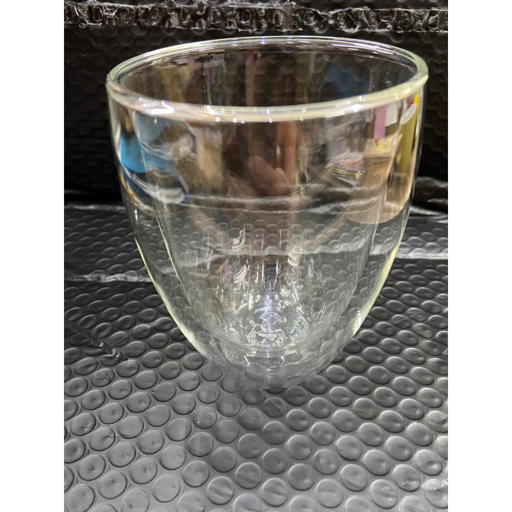 附發票~耐熱雙層玻璃杯 360ml 耐熱玻璃可樂杯 雀巢杯 媲美星巴克濃縮咖啡杯  蛋形杯 杯口直徑8.5  杯高11.
