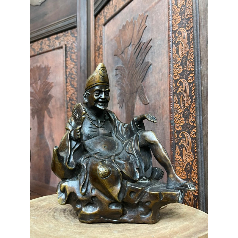「精品銅雕收藏」 老件銅器/銅雕/黑紫銅雕/濟公活佛/ 濟公禪師保平安/工細值得收藏/706-49