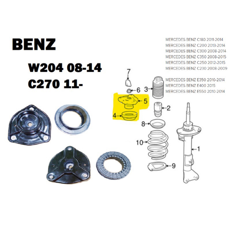 BENZ W204 08-14 C270 11-前避震器上座(左右一對)- 加強版