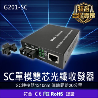SC單模雙芯光纖網路收發器 1000M光電轉換器 光纖 網路 轉換 G201-SC(1台)