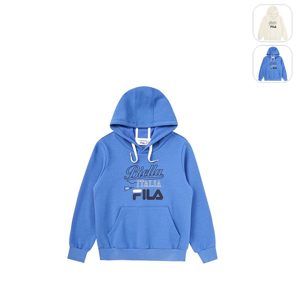 【FILA】KIDS 孩童款 運動連帽上衣-藍色 1TEW-8414-BU