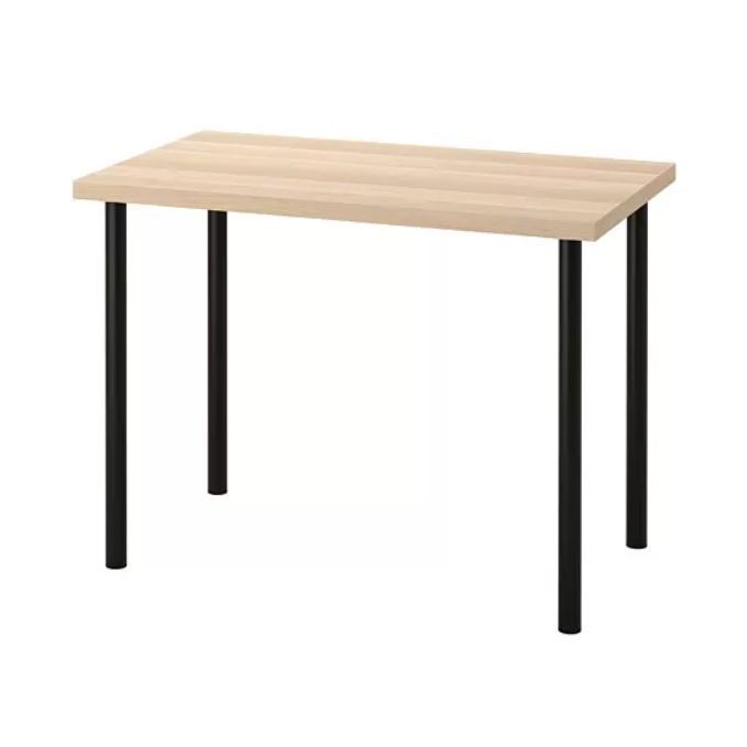 &lt;九成新&gt;IKEA LINNMON / ADILS 書桌/工作桌, 染白橡木紋/黑色, 100 x 60 公分