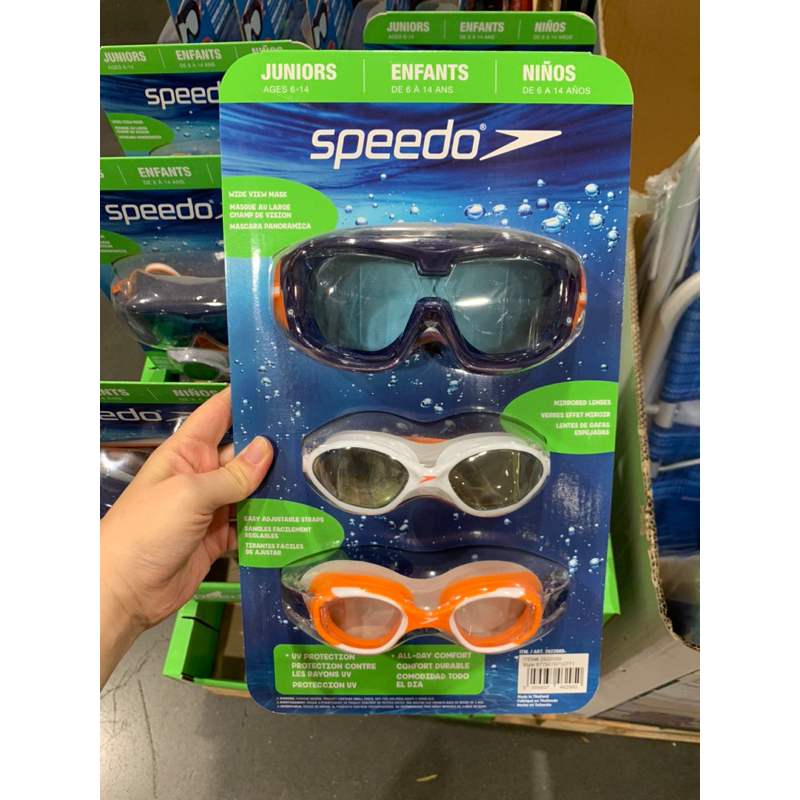 Speedo青少年泳鏡組 面罩式+進階型+廣角型 好市多代購