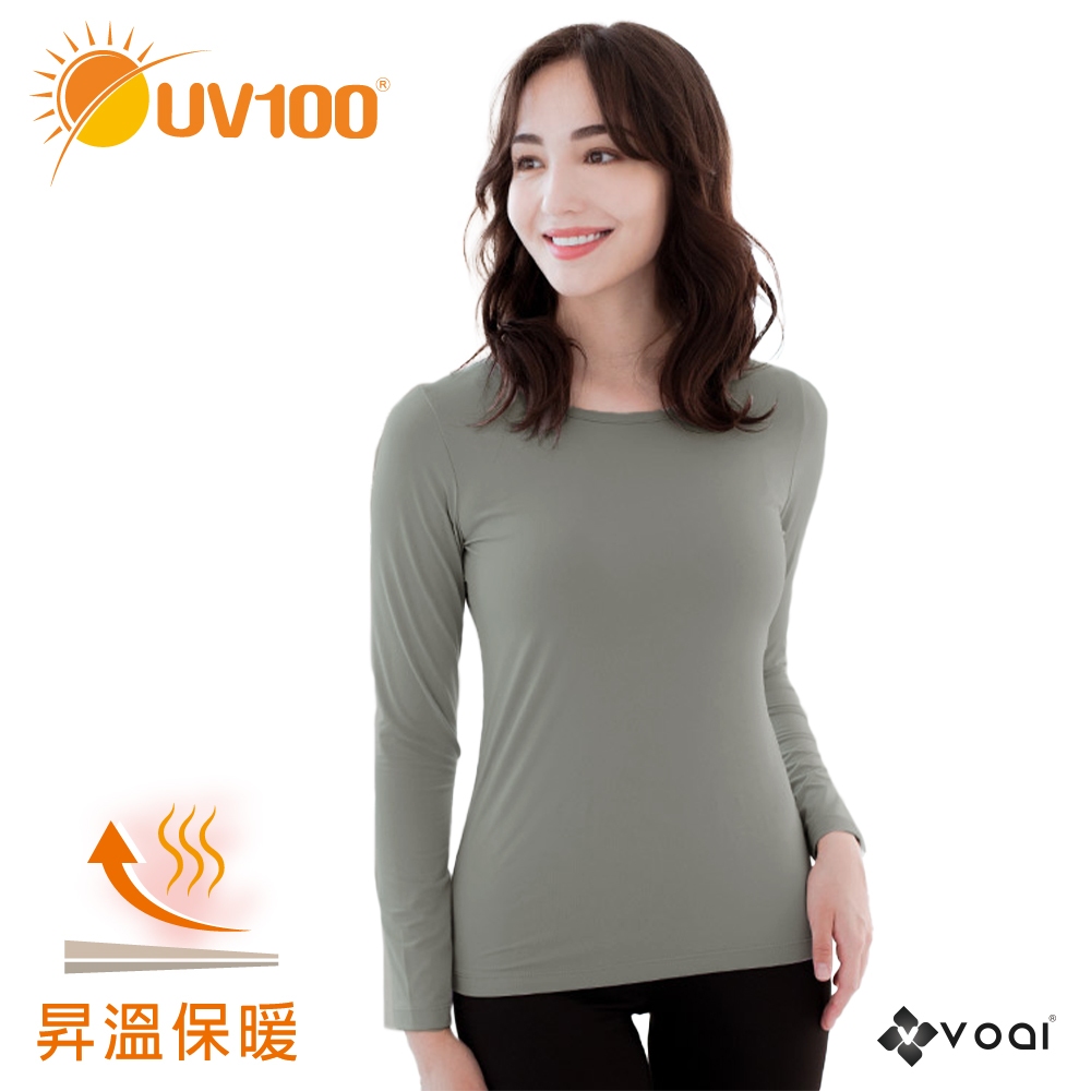【UV100】台灣製造 昇溫保暖花紗舒毛上衣-女(BA23628) VOAI新品上市