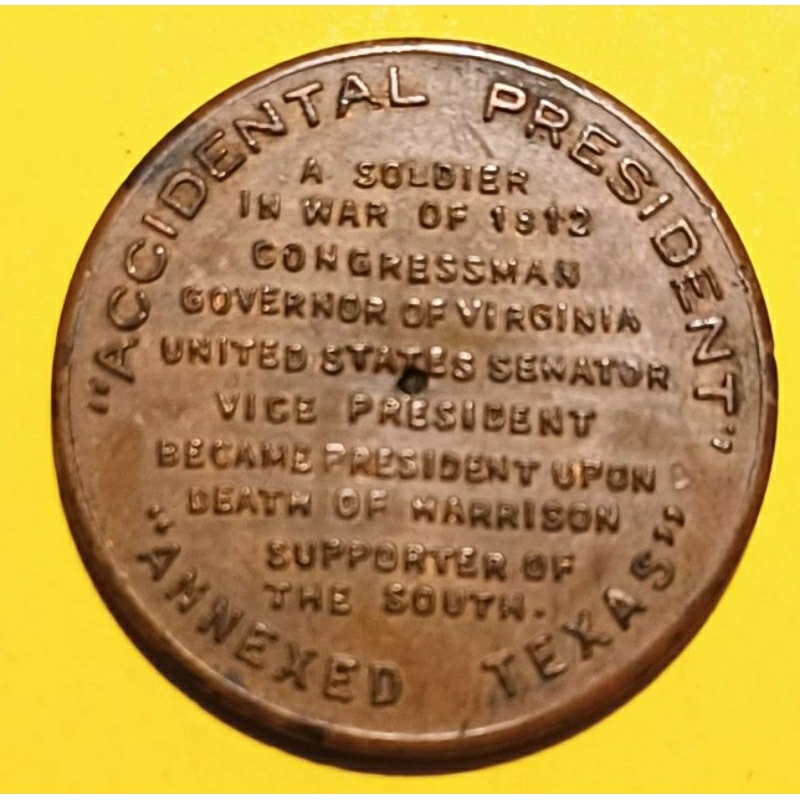 美國 1841~1845年 第十任總統 約翰泰勒 銅製紀念幣勳章