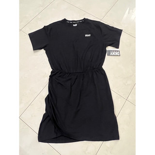 ［全新正品］ 美國DKNY 女大人貼鑽logo短袖黑色洋裝 M