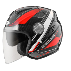 【ZEUS】 ZS-625 碳纖 紅/銀原色 半罩式安全帽