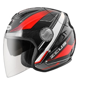 【ZEUS】 ZS-625 碳纖 紅/銀原色 半罩式安全帽