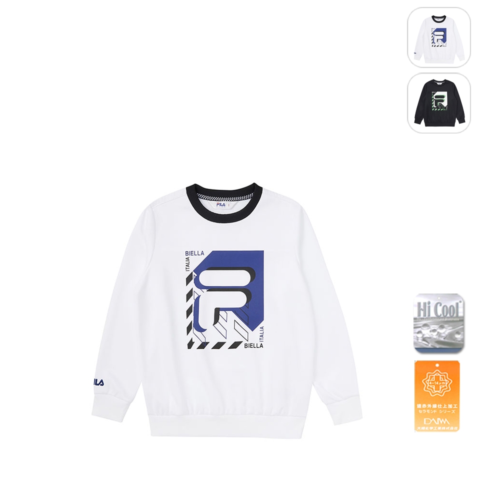 【FILA】KIDS 孩童款 吸濕排汗 長袖上衣-白色 1TEW-8437-WT