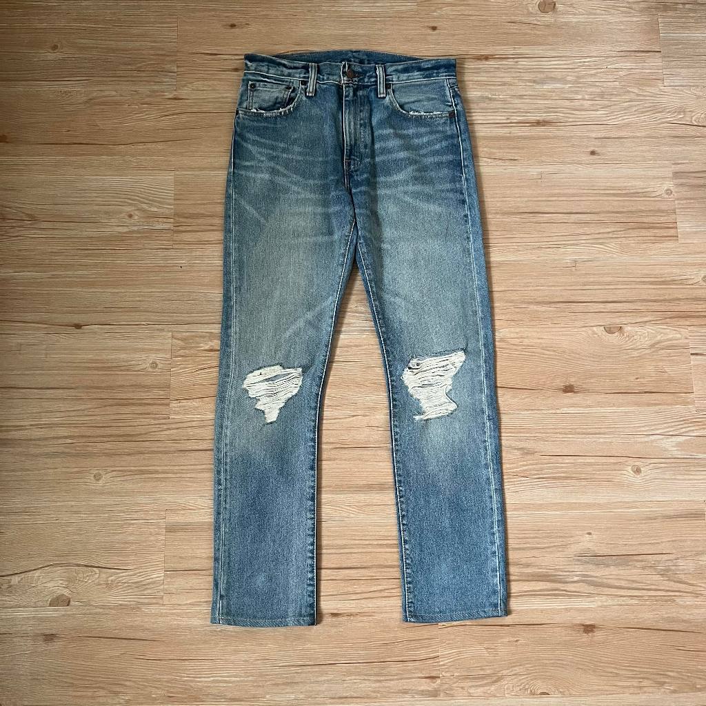 Levis 505'C denim vintage  墨西哥製 levi's 淺藍 大破壞 修身 長褲 牛仔褲 古著