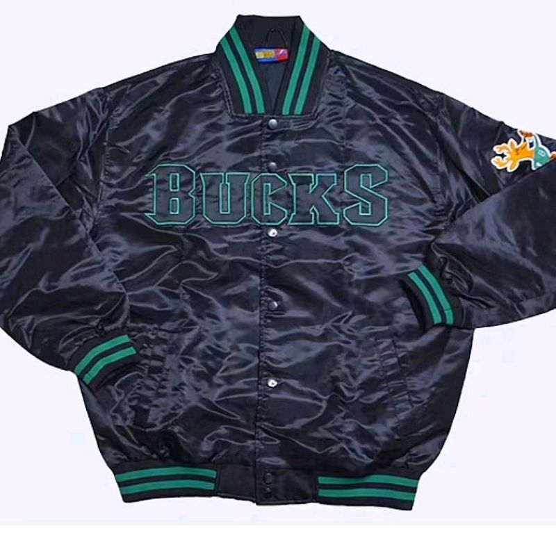 NBA BUCKS 公鹿隊 棒球外套 夾克 字母哥 嘻哈 饒舌 大尺碼 尺寸:M~2XL