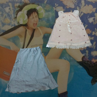 公主宮廷風花花綁帶上衣/藍藍の絲滑半身裙