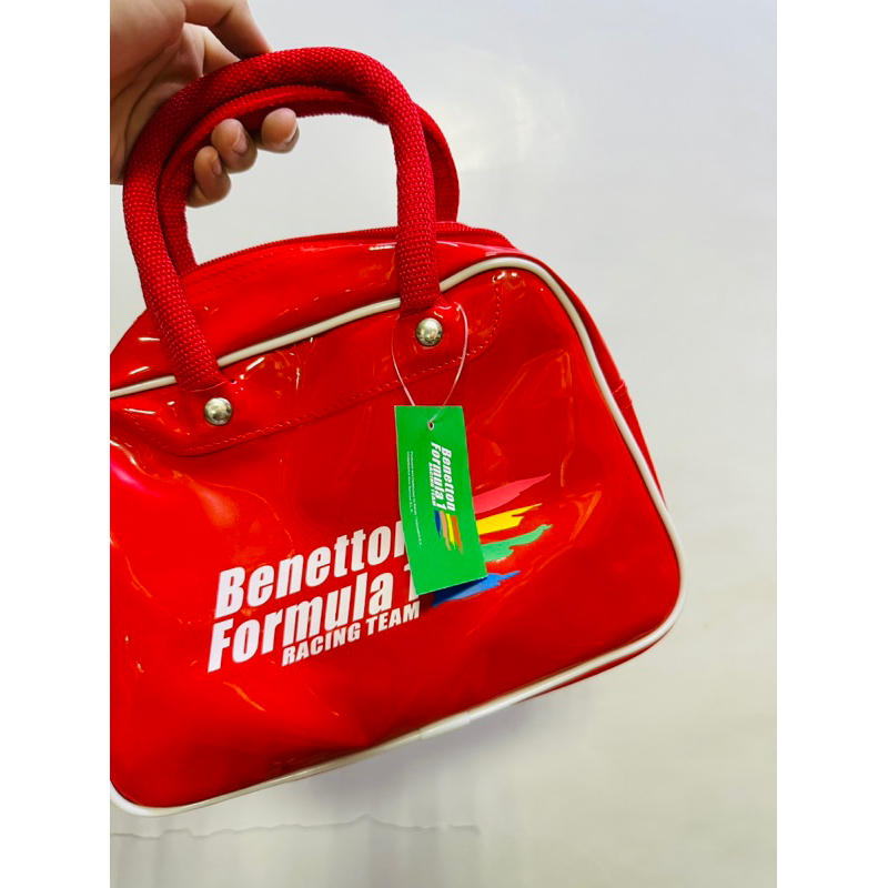 現貨 Benetton Formula1 班尼頓紅色防水皮革手提包