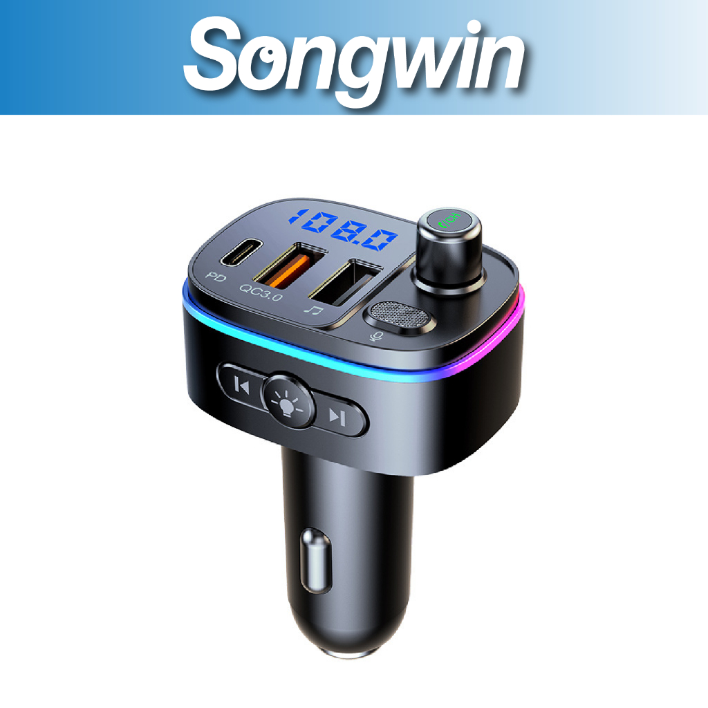 【Songwin】CAR3000 QC3.0+PD LED藍芽車充 車用藍芽播放器[呼吸燈][尚之宇旗艦館]