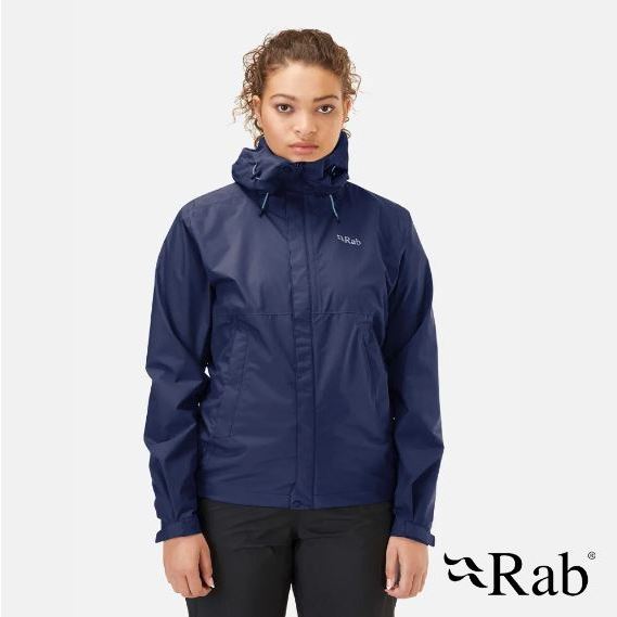 Rab Downpour Eco Jacket 女 輕量防風防水連帽外套 深墨藍 QWG-83 休閒外套【陽昇戶外用品】