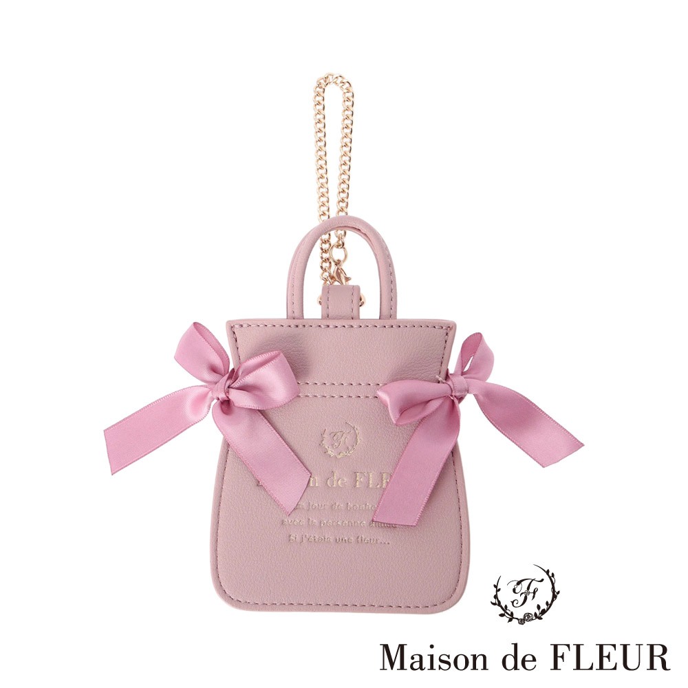 Maison de FLEUR 經典雙緞帶手提包造型皮革證件套(8A33FTJ3000)