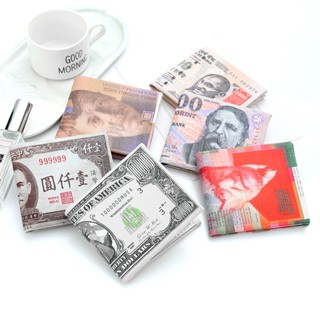 鈔票造型皮夾 PU皮革錢包 新臺幣/韓圓/日圓/歐元/英鎊/美元 錢包 皮夾 短夾 零錢包 外幣收納 交換禮物