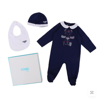二手FENDI kids嬰兒海軍藍連身衣套裝組原價$27280