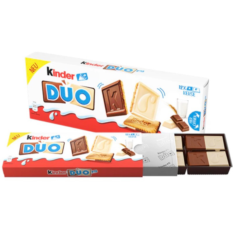 kinder健達 DUO 雙層牛奶巧克力餅乾 榛果巧克力 白巧克力餅 150g 義大利代購
