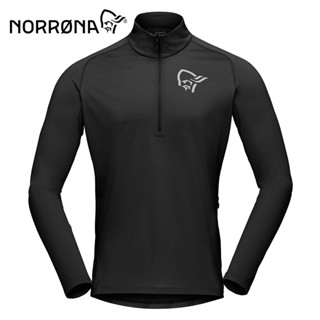 【Norrona 老人頭 挪威】fjora 立領長袖排汗衣 運動上衣 男款 高貴黑 (2214-21-6010)