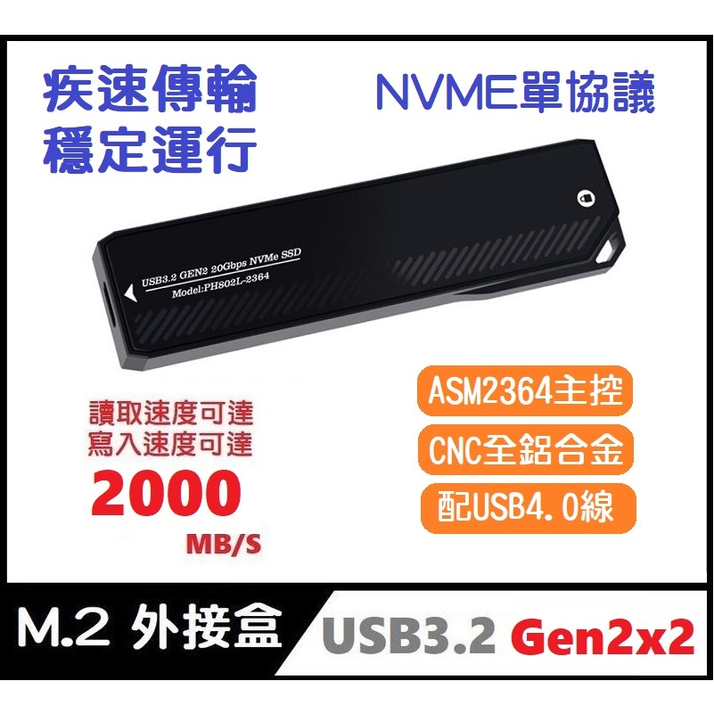 【全新】M.2 NVMe SSD 轉接盒 20Gbps USB4.0 TypeC 全鋁硬碟外接盒 ASM2364